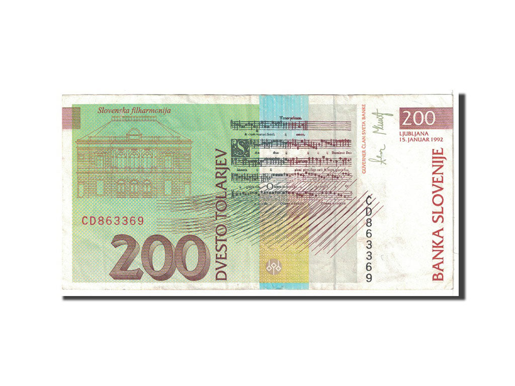 Slovenia, 200 Tolarjev, 1992, 1992-01-15, KM:15a, EF(40-45)