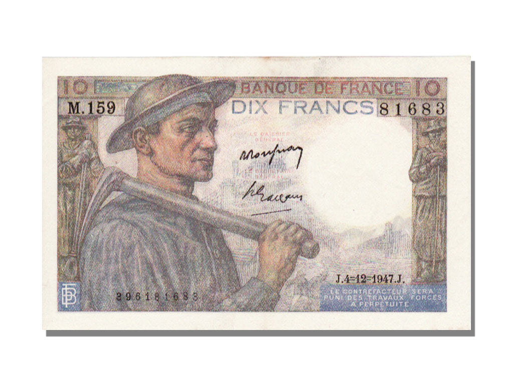 France, 10 Francs, 1947, KM #99f, 1947-12-04, AU(55-58), M.159, Fayette #8.19