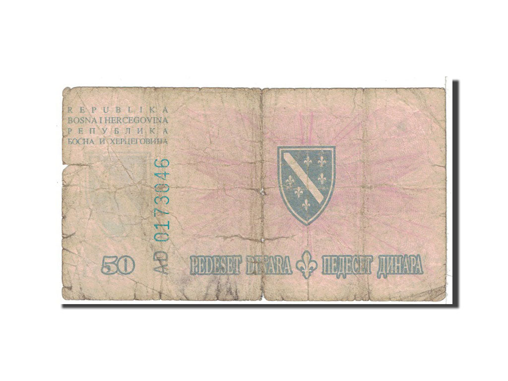 Banknote, Bosnia - Herzegovina, 50 Dinara, 1994, Undated, KM:43a, VG(8-10)