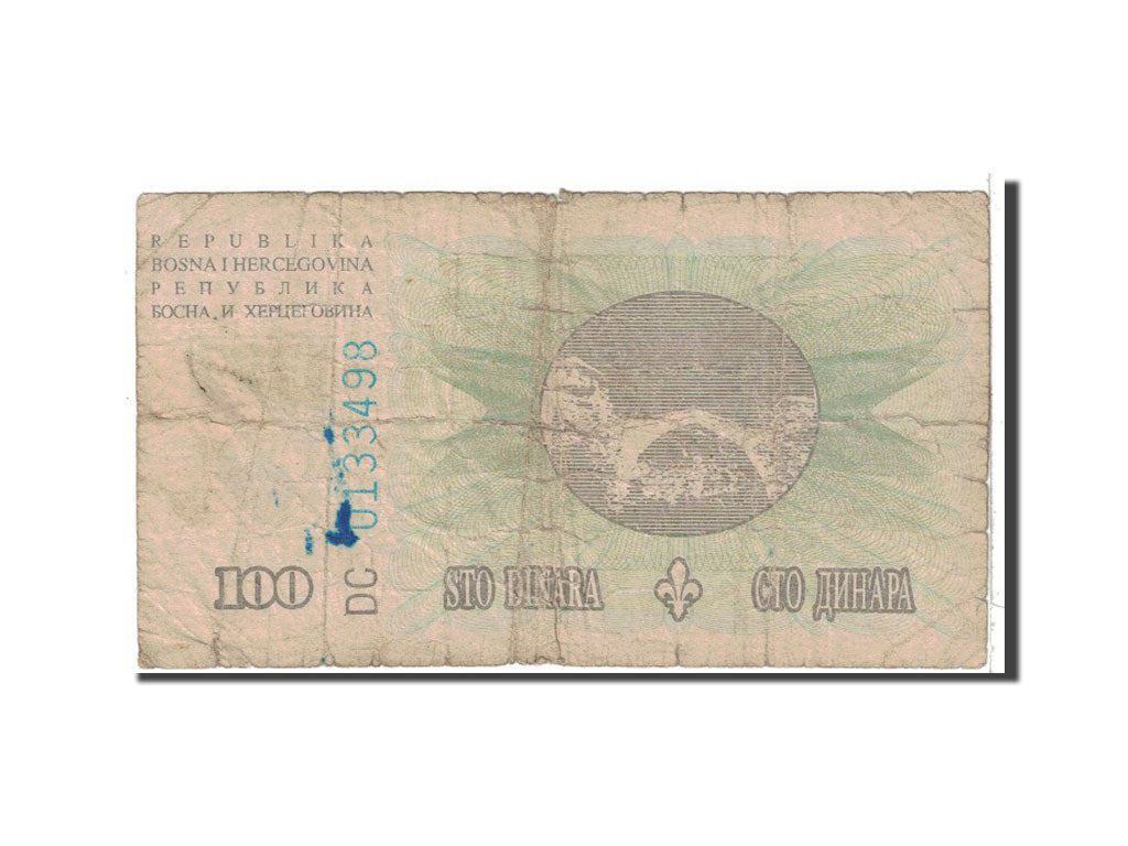 Banknote, Bosnia - Herzegovina, 100 Dinara, 1994, 1994-08-15, KM:44a, VG(8-10)