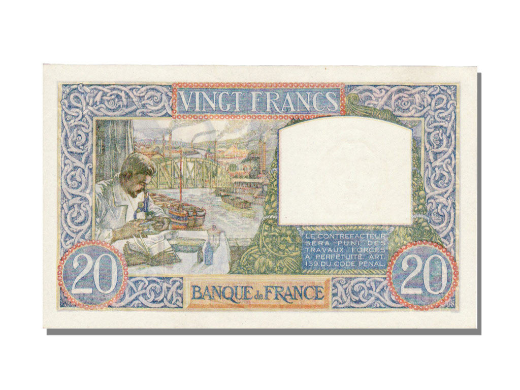 Banknote, France, 20 Francs, 20 F 1939-1942 ''Science et Travail'', 1940