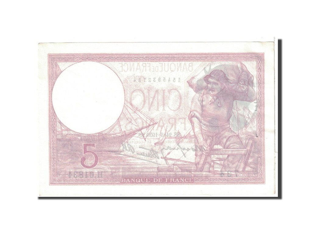 Billete, Francia, 5 Francs, 1939, 1939-08-24, EBC, Fayette:4.7, KM:83
