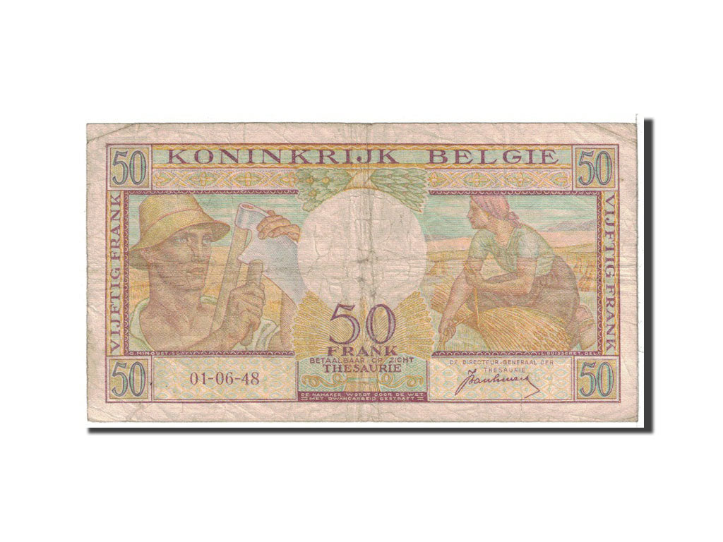 Belgium, 50 Francs, 1948, KM:133a, 1948-06-01, VG(8-10)