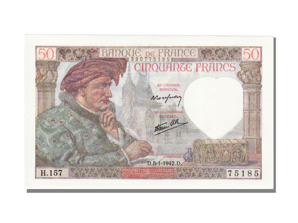 France, 50 Francs, 50 F 1940-1942 ''Jacques Coeur'', 1942, KM #93, 1942-01-08,..