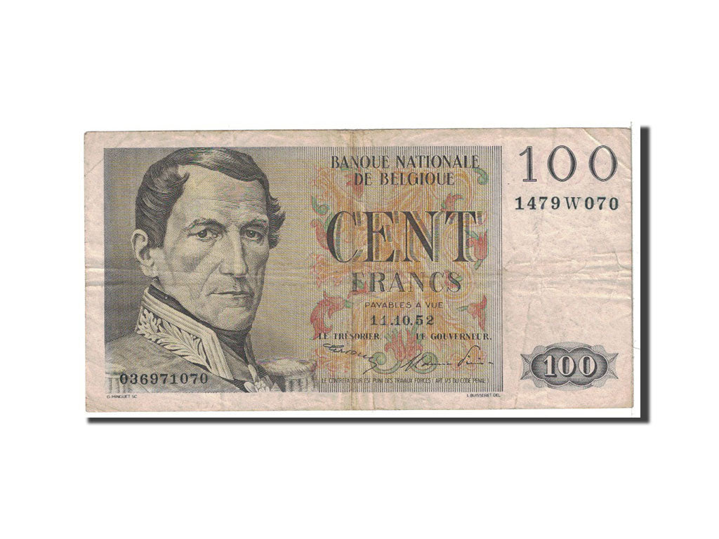 Banknote, Belgium, 100 Francs, 1952, 1952-10-11, KM:129a, VF(20-25)