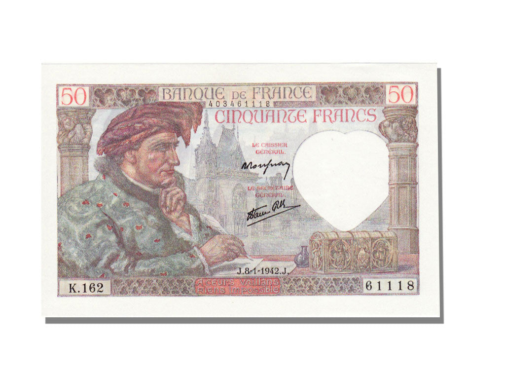 Geldschein, Frankreich, 50 Francs, 50 F 1940-1942 ''Jacques Coeur'', 1942