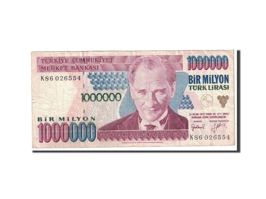 Banknote, Turkey, 1,000,000 Lira, 2002, Undated, KM:213, VF(30-35)