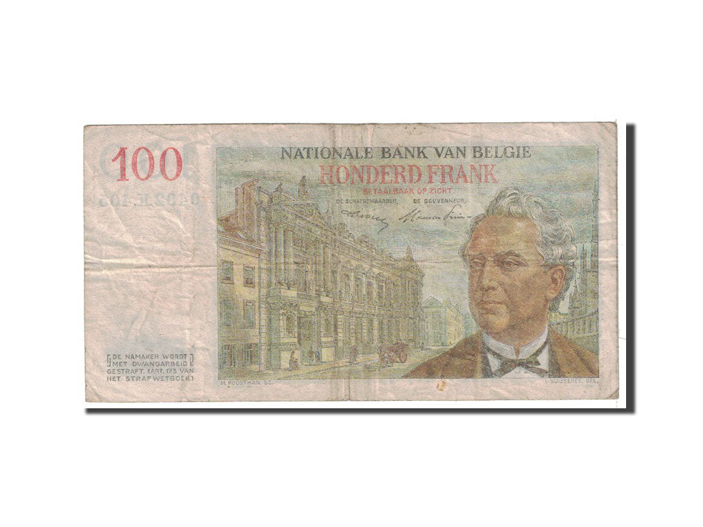 Belgium, 100 Francs, 1952, KM:129a, 1952-08-26, F(12-15)