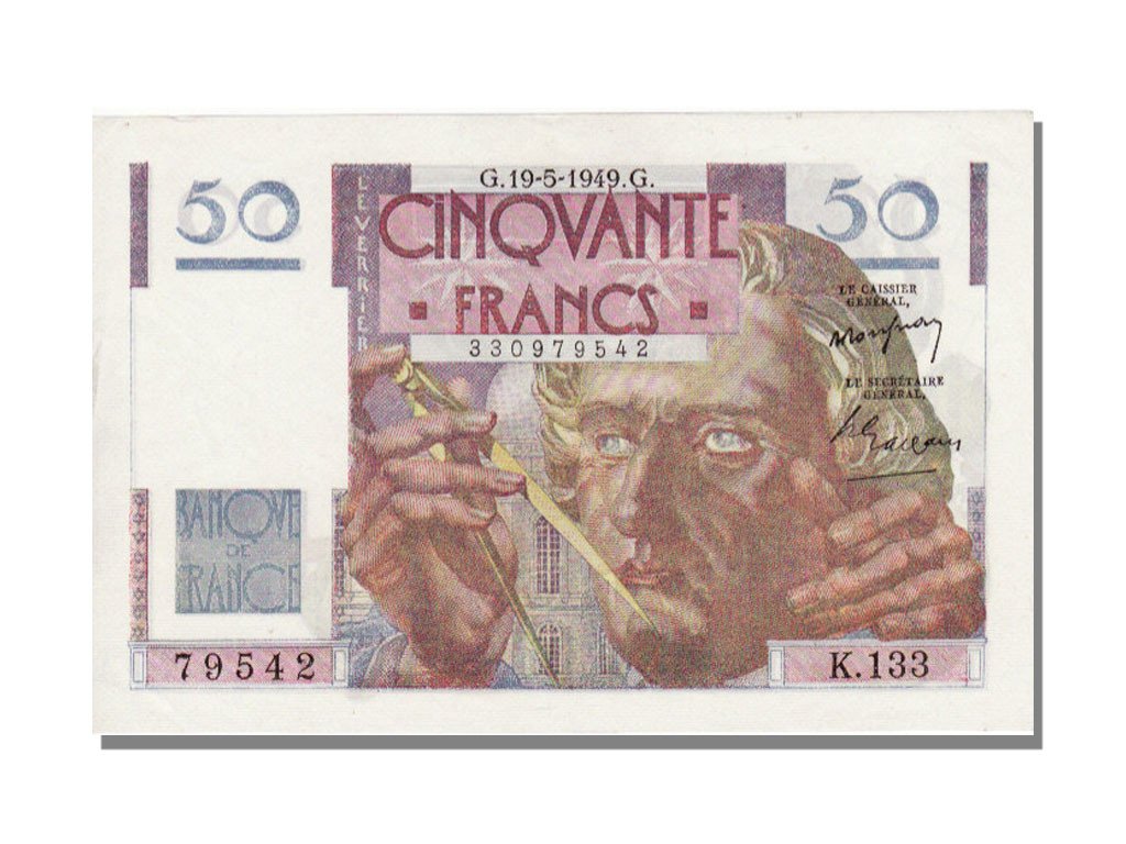 Francia, 50 Francs, 50 F 1946-1951 ''Le Verrier'', 1949, KM:127b, 1949-05-19,...