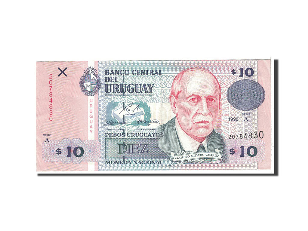 Uruguay, 10 Pesos Uruguayos, 1998, KM:81a, EBC