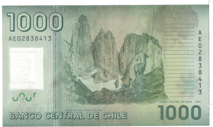 Billete, 1000 Pesos, 2010, Chile, KM:161, Undated, EBC