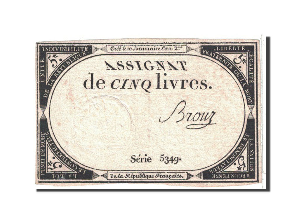 Francia, 5 Livres, 1793, KM:A76, 1793-10-31, EBC+, Lafaurie:171