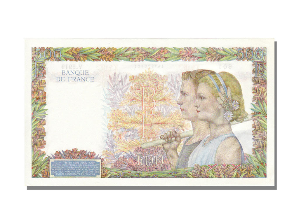 France, 500 Francs, 500 F 1940-1944 ''La Paix'', 1942, KM #95b, 1942-04-09,...