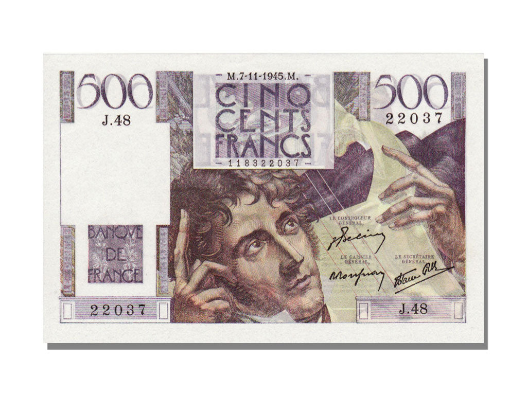 Francia, 500 Francs, 1945, KM:129a, 1945-11-07, FDS, Fayette:34.3
