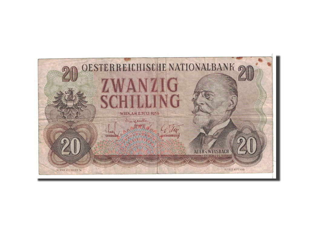 Banknote, Austria, 20 Schilling, 1956, 1956-07-02, KM:136a, VF(30-35)