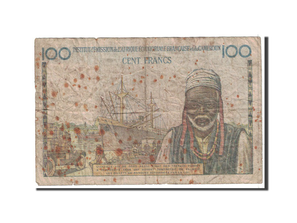 French Equatorial Africa, 100 Francs, 1957, KM:32, VG(8-10)