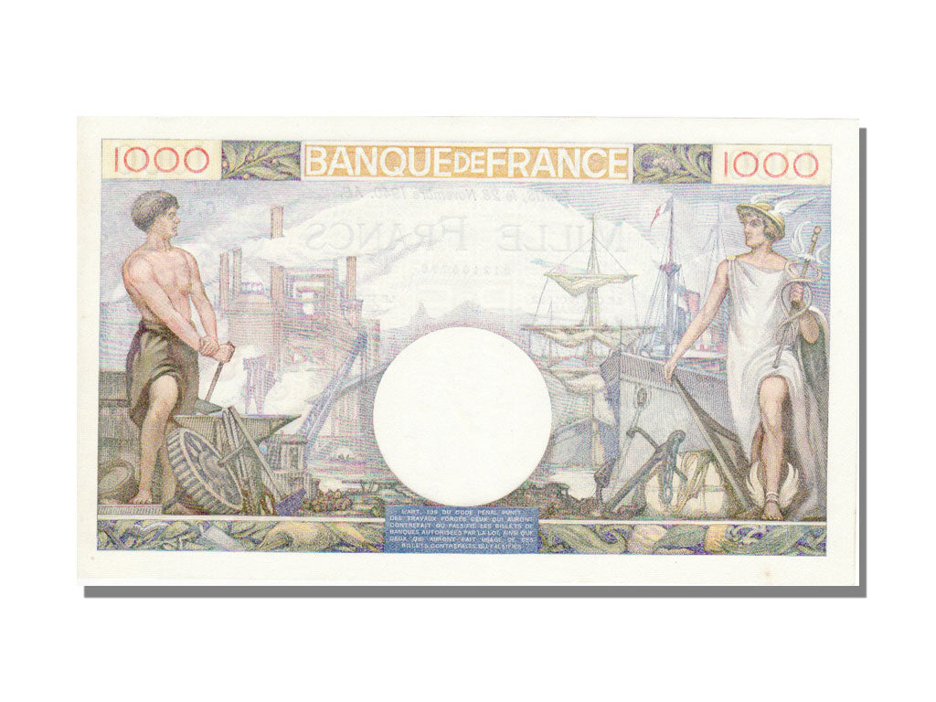 France, 1000 Francs, 1 000 F 1940-1944 ''Commerce et Industrie'', 1940, KM...