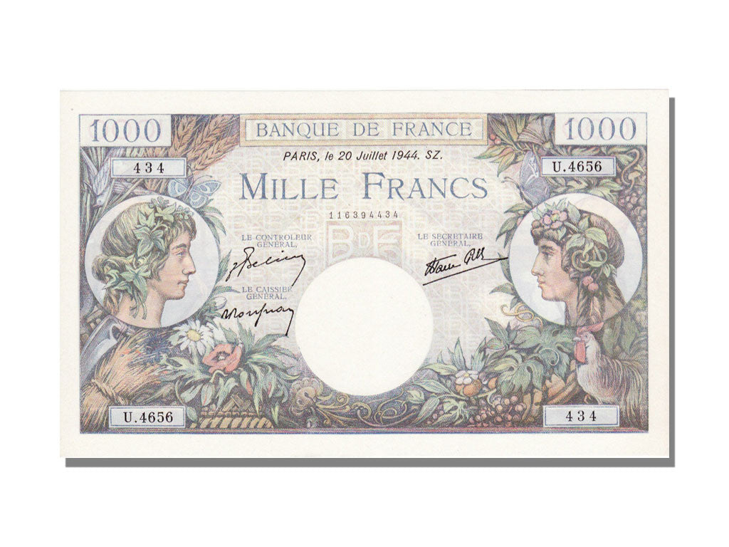 Banknote, France, 1000 Francs, 1 000 F 1940-1944 ''Commerce et Industrie''