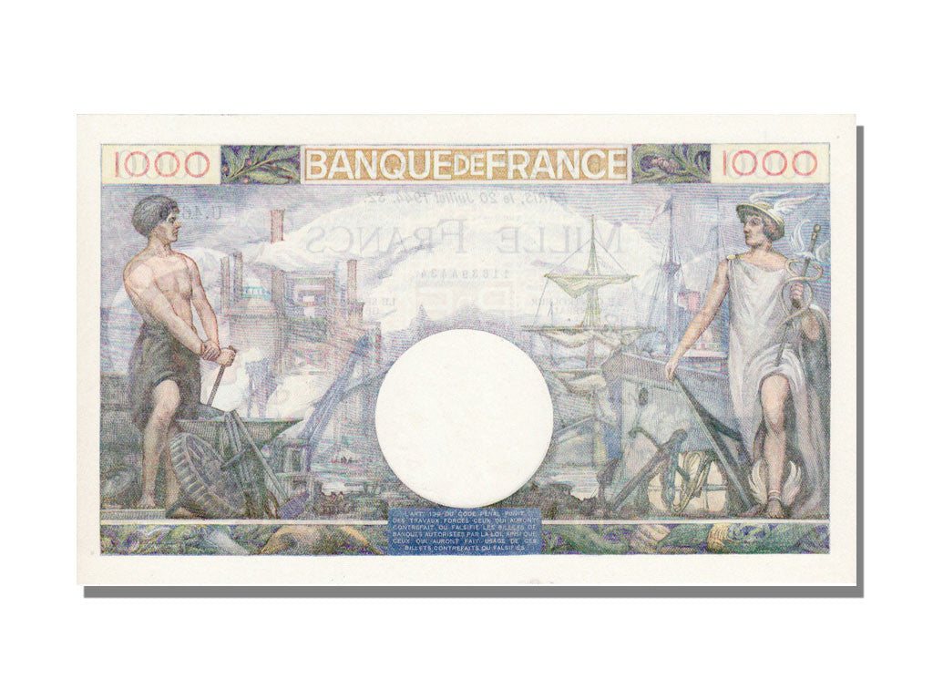 Banknote, France, 1000 Francs, 1 000 F 1940-1944 ''Commerce et Industrie''