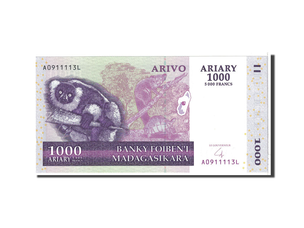 Geldschein, Madagascar, 1000 Ariary, 2004, Undated, KM:89b, UNZ