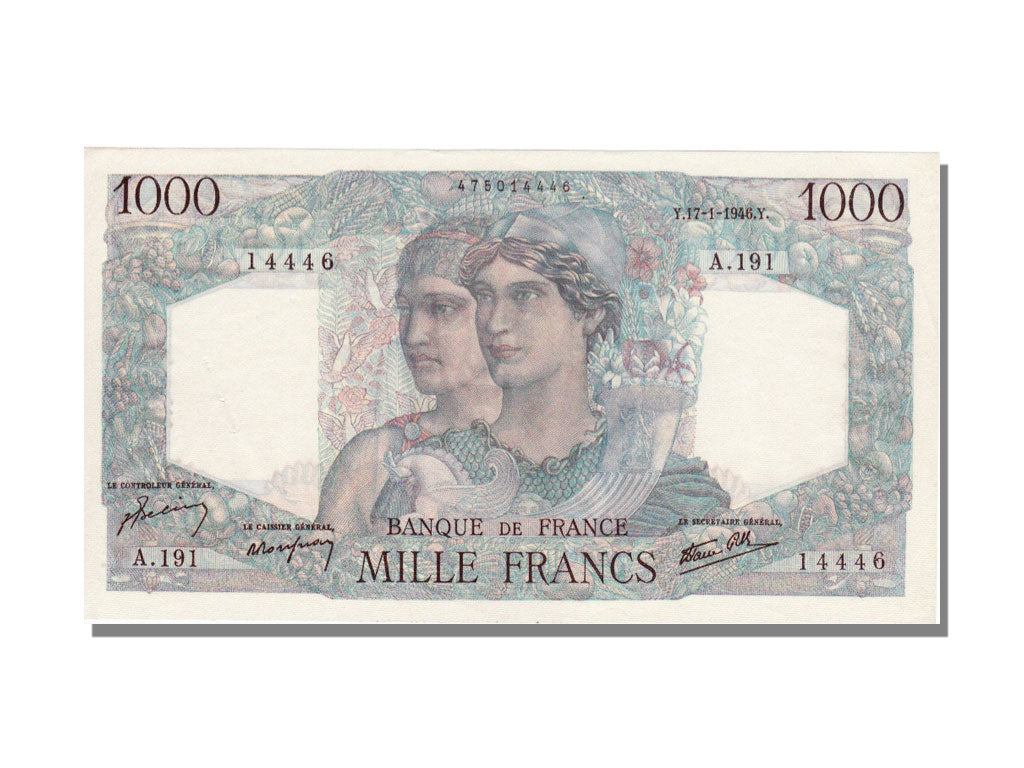 FRANCE, 1000 Francs, 1946, KM #130a, 1946-01-17, UNC(63), Fayette #41.10