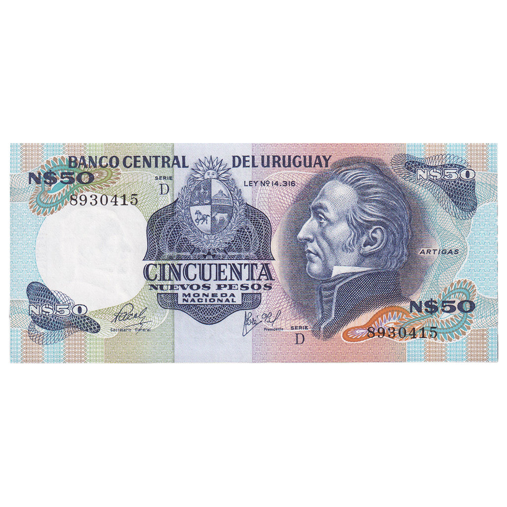 Banknote, Uruguay, 50 Nuevos Pesos, KM:61c, UNC(65-70)