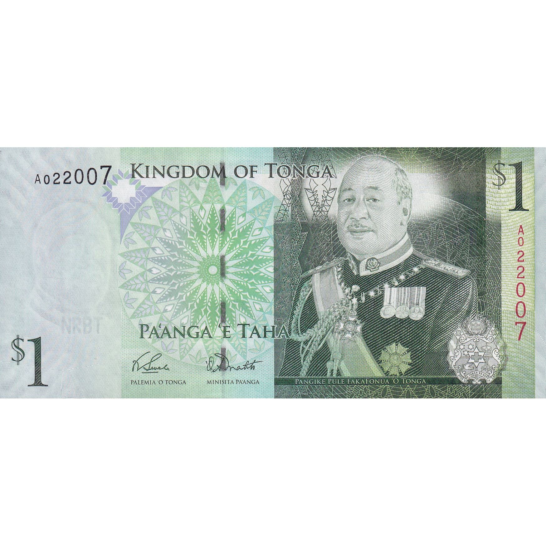 Banknote, Tonga, 1 Pa'anga, Undated (2008), Undated (2008), KM:37, UNC(65-70)
