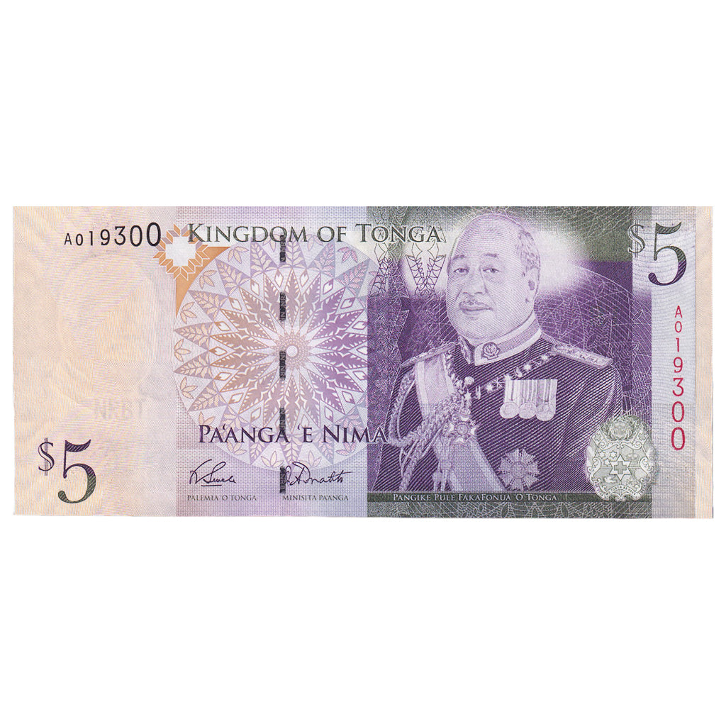 Banknote, Tonga, 5 Pa'anga, 2008, KM:39, UNC(65-70)