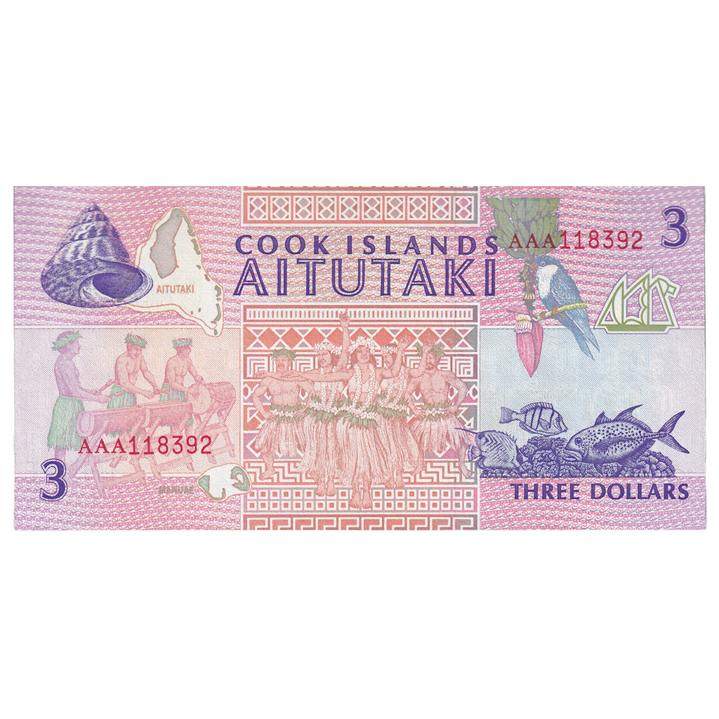 Banknote, Cook Islands, 3 Dollars, Undated (1992), KM:7a, UNC(65-70)
