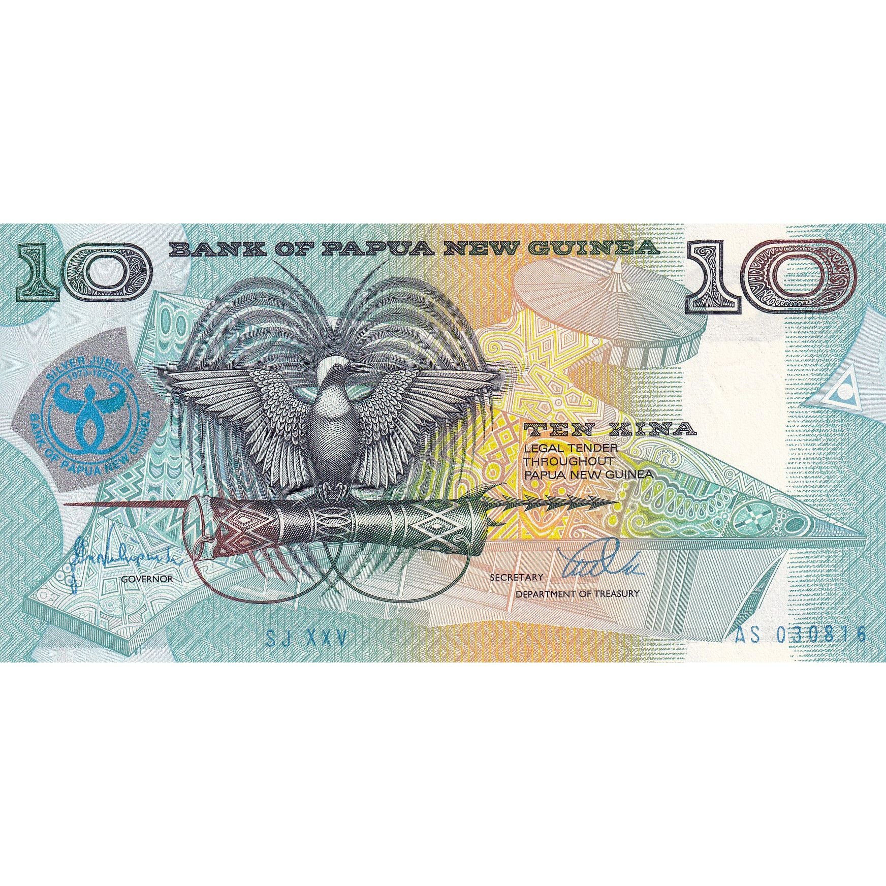 Biljet, Papoea Nieuw Guinea, 10 Kina, 1998, NIEUW