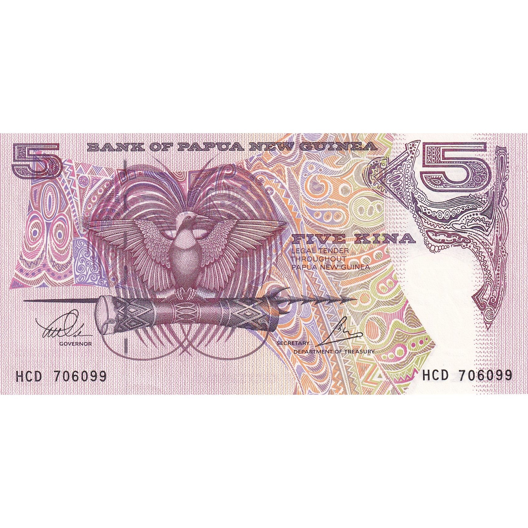 Biljet, Papoea Nieuw Guinea, 5 Kina, 2000, NIEUW