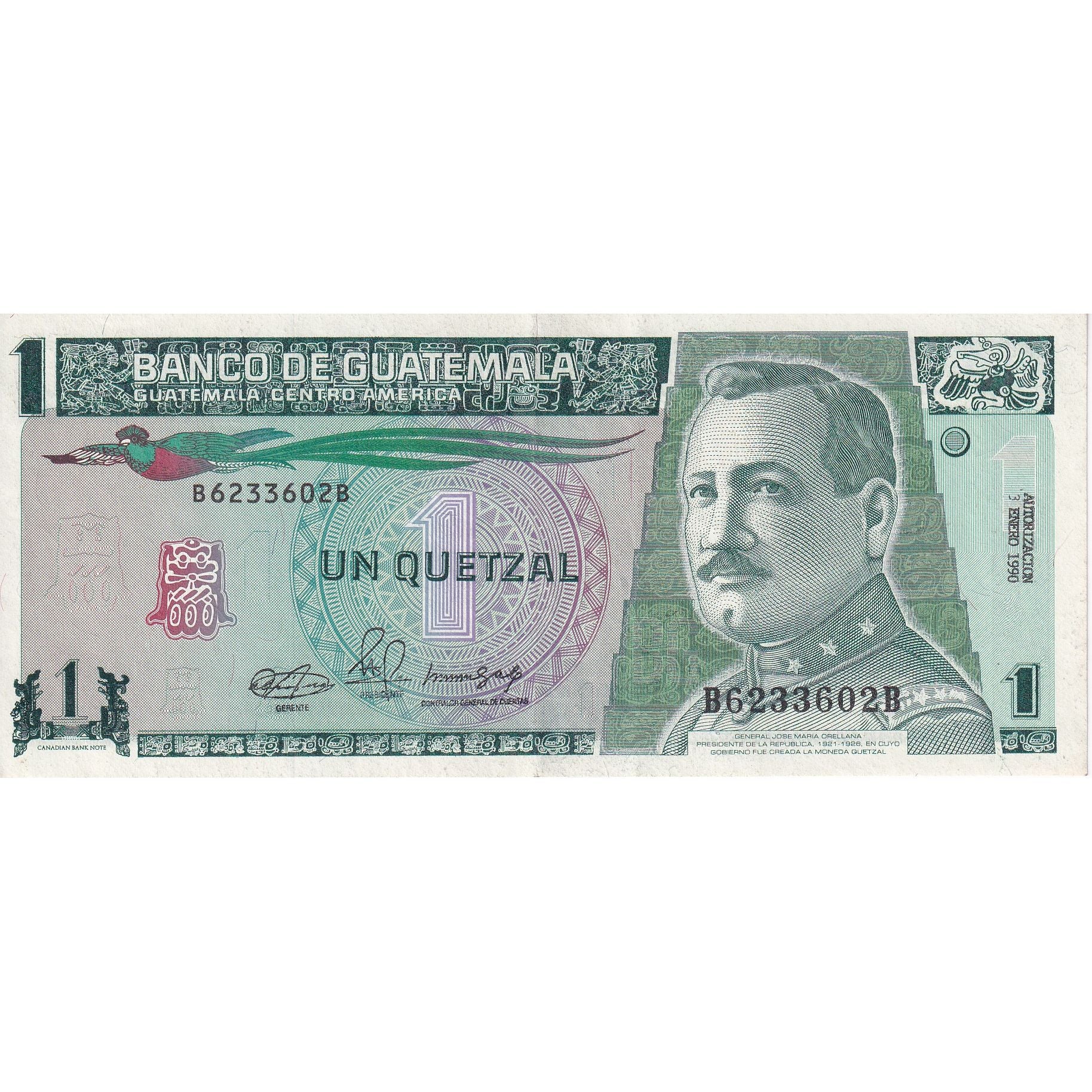 Billete, 1 Quetzal, 1990, Guatemala, 1990-01-03, SC