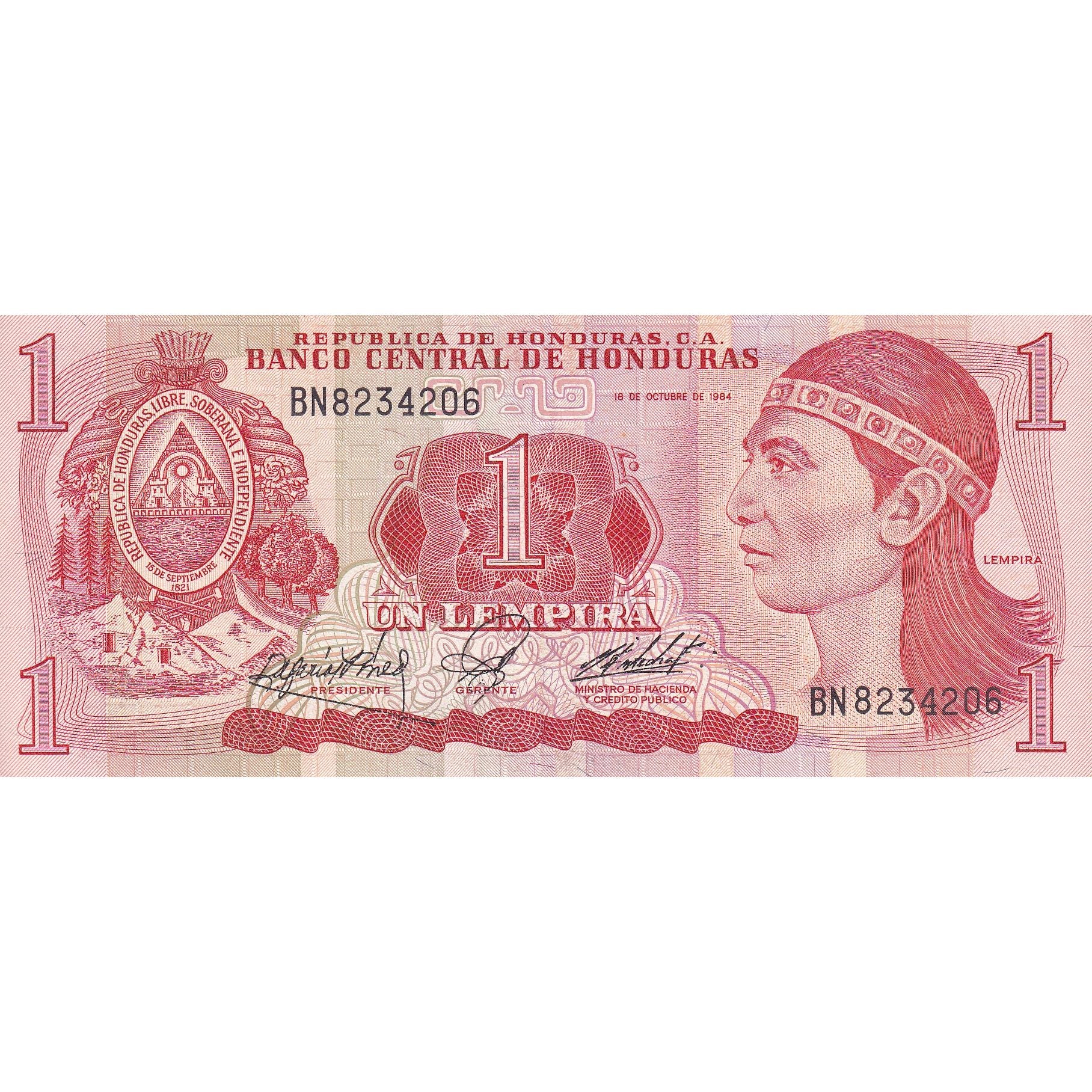 Banconote, Honduras, 1 Lempira, 1984, 1984-10-18, FDS
