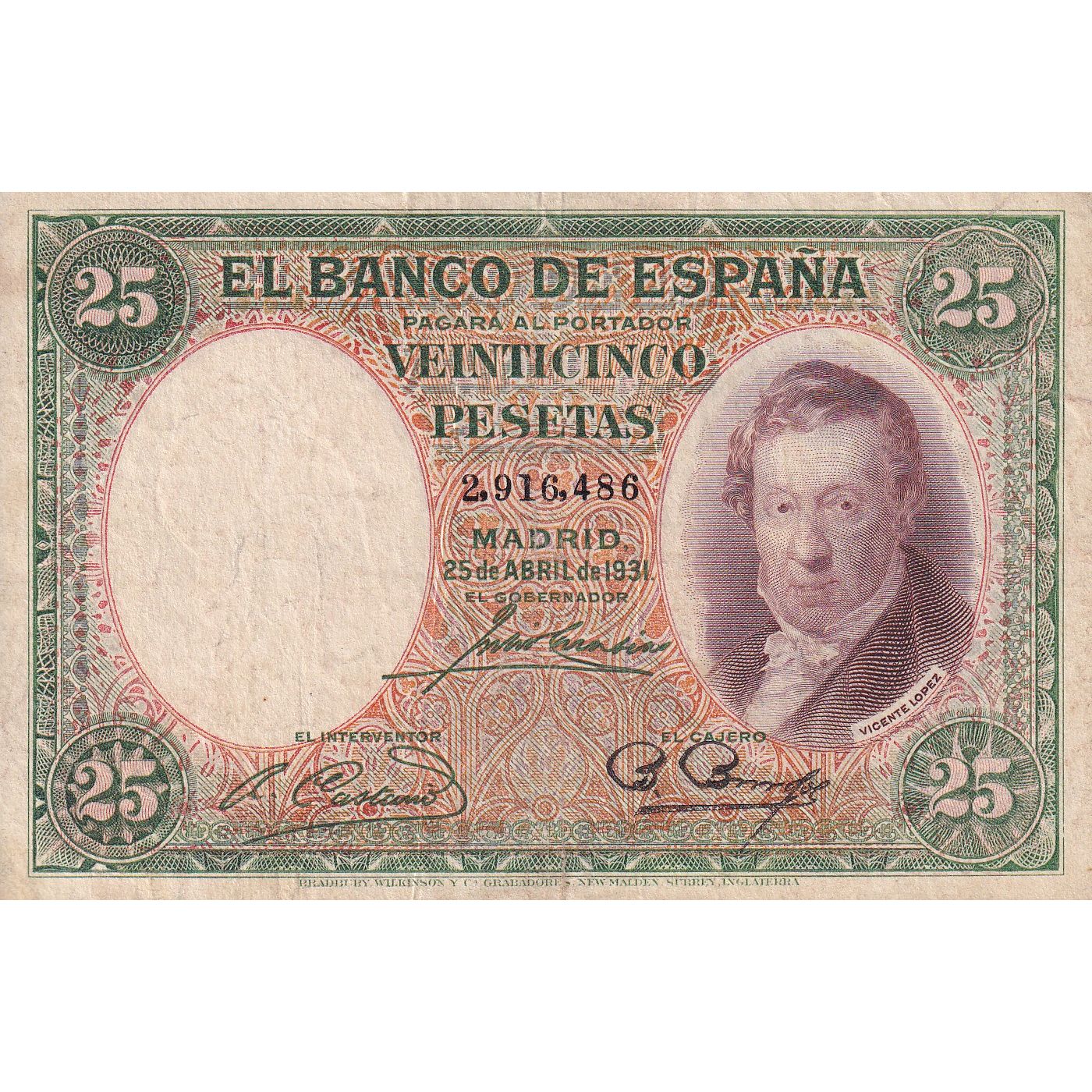 Geldschein, Spanien, 25 Pesetas, 1931, 1931-04-25, S
