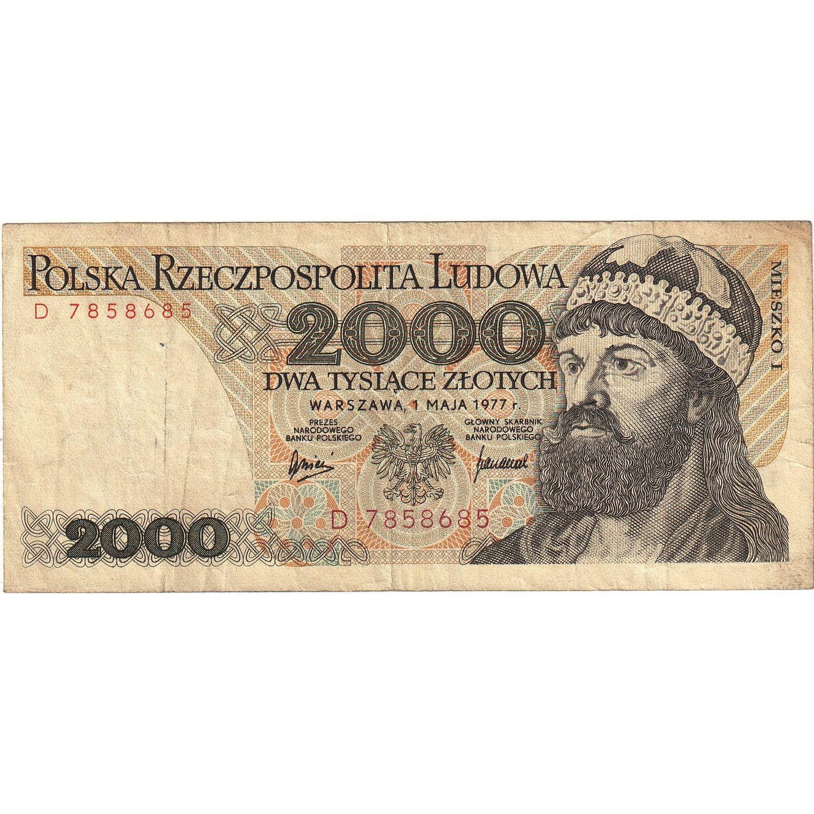 Banknote, Poland, 2000 Zlotych, 1977, 1977-05-01, KM:147a, VF(20-25)