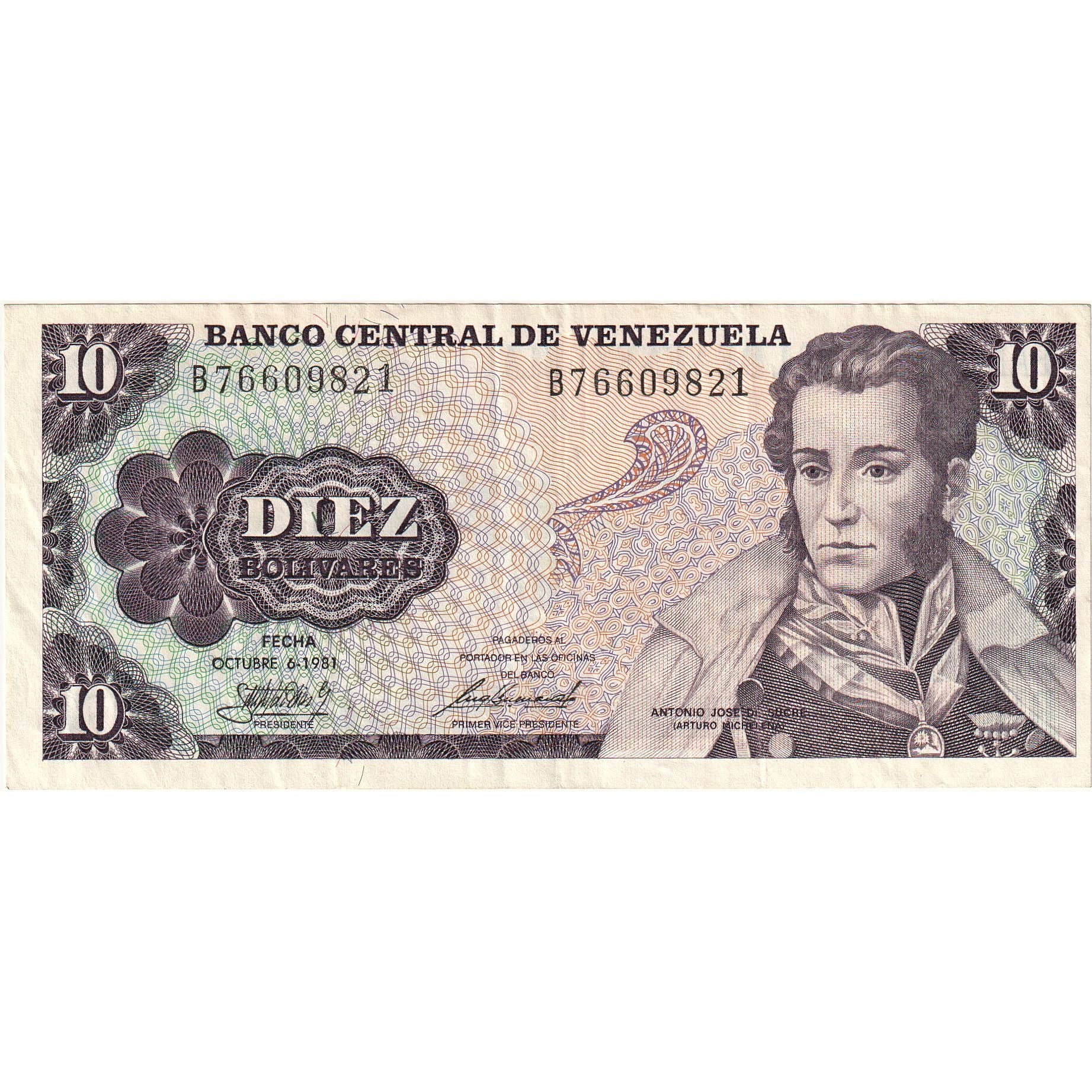 Billet, Venezuela, 10 Bolívares, 1981, 1981-10-06, KM:60a, TTB+