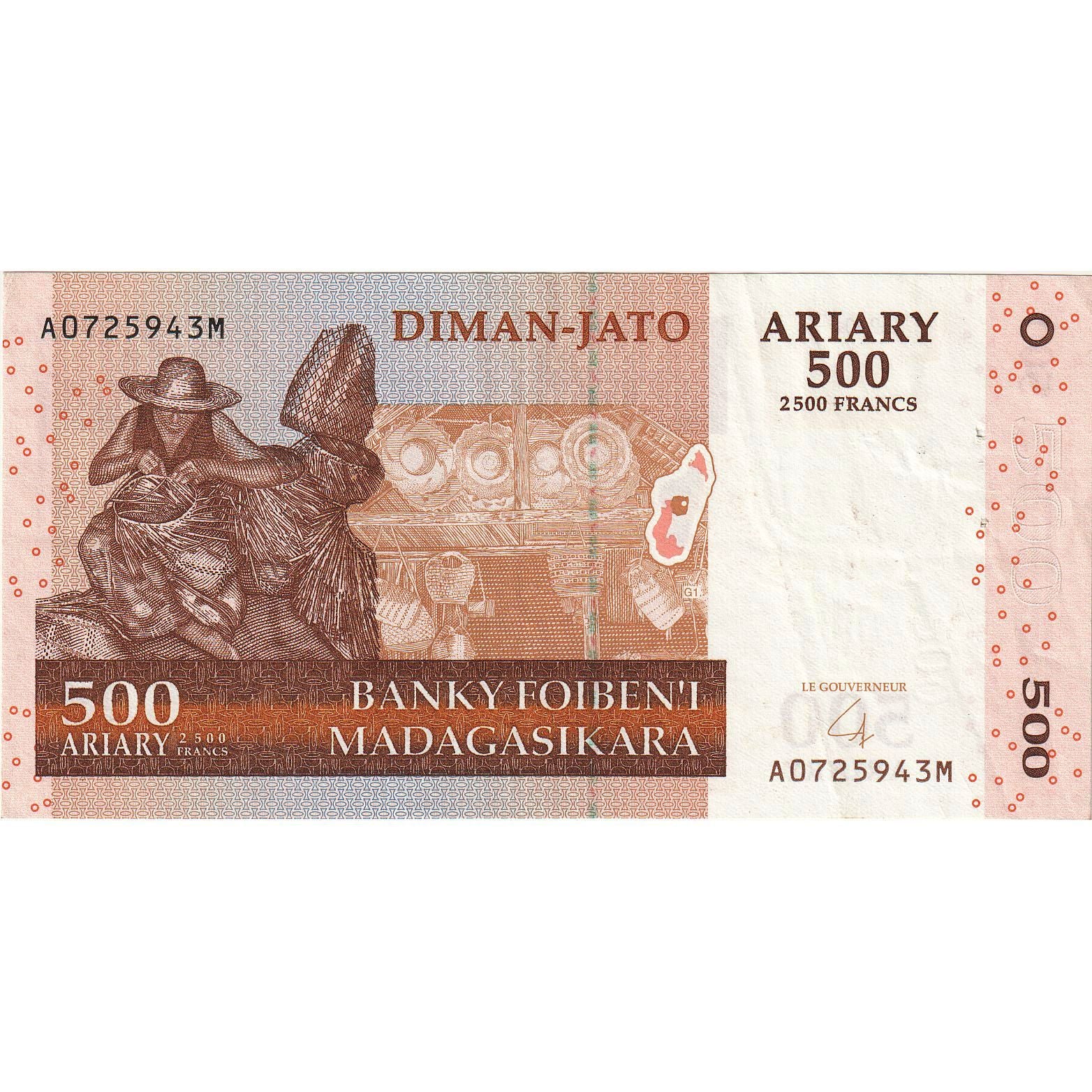 Banknote, Madagascar, 500 Ariary, 2004, KM:88b, AU(55-58)