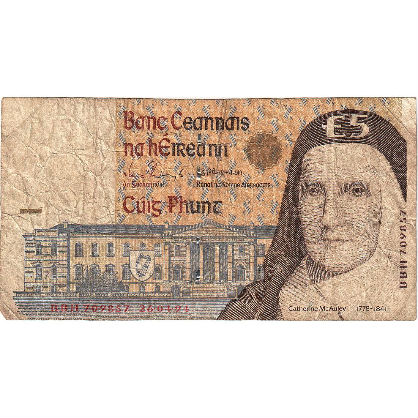 Banknote, Ireland - Republic, 5 Pounds, 1994, KM:75b, VF(20-25)