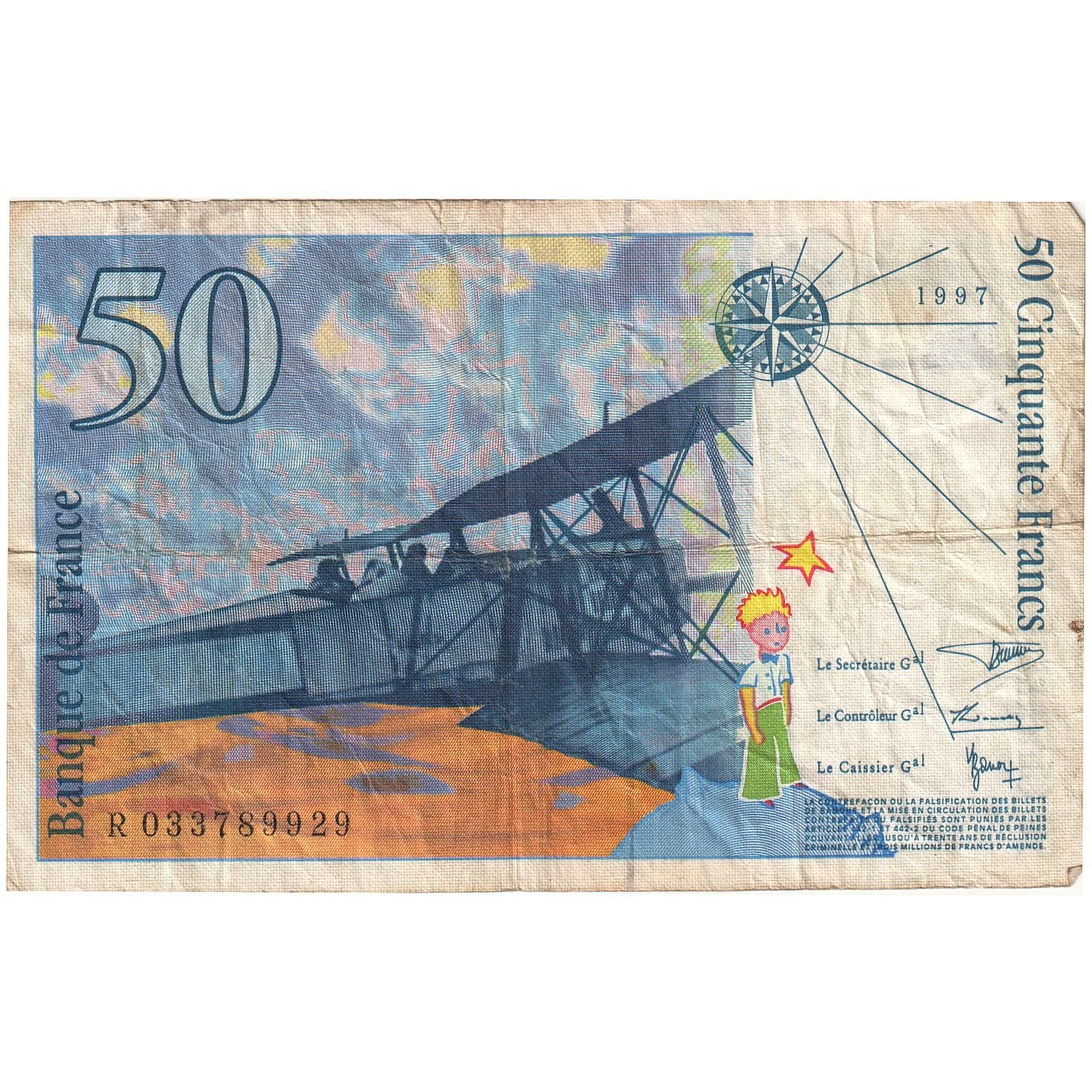 Frankreich, 50 Francs, St Exupéry, 1997, R033789929, S, Fayette:73.4, KM:157Ad