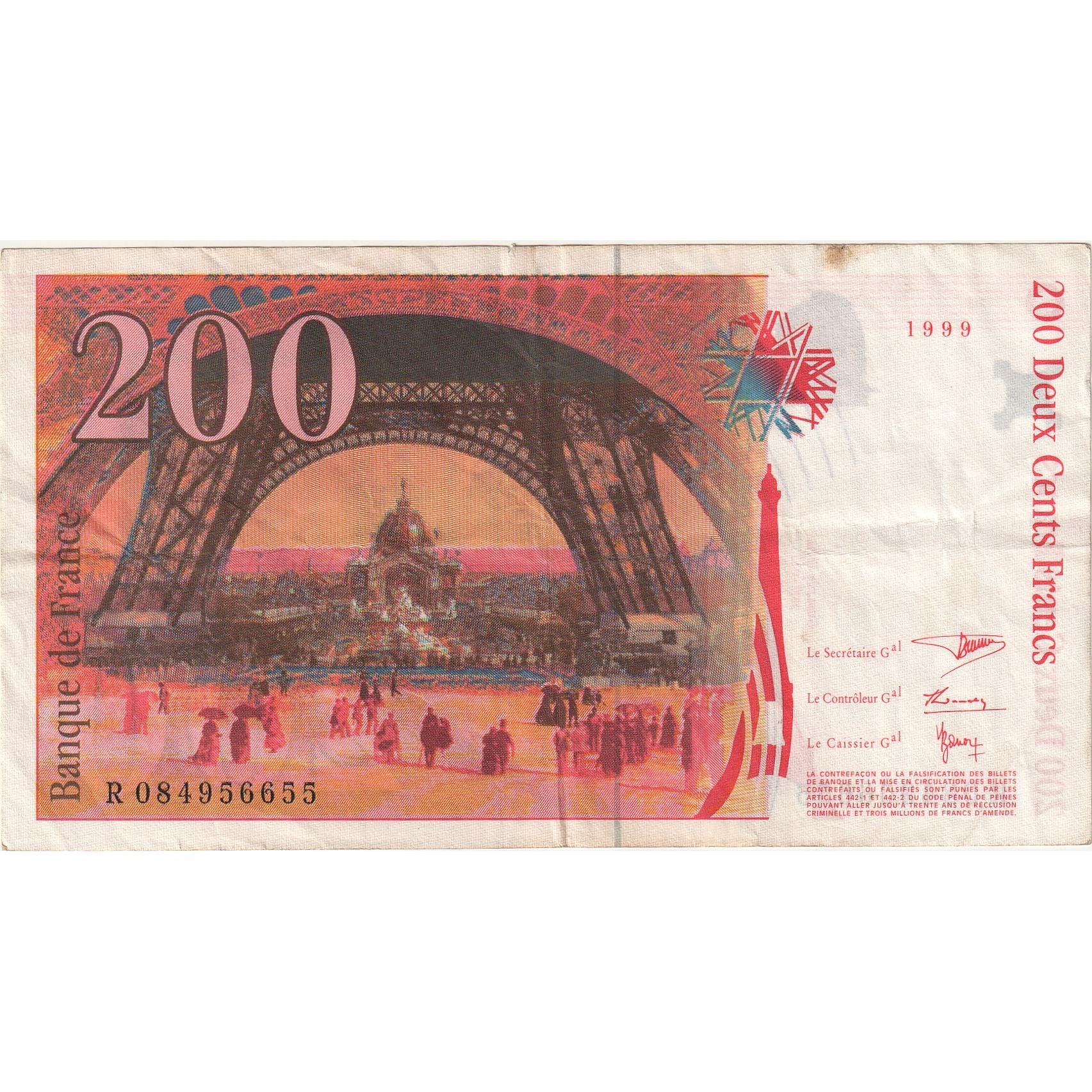 Francia, 200 Francs, Eiffel, 1999, R084956655, MBC+, Fayette:75.5, KM:159b