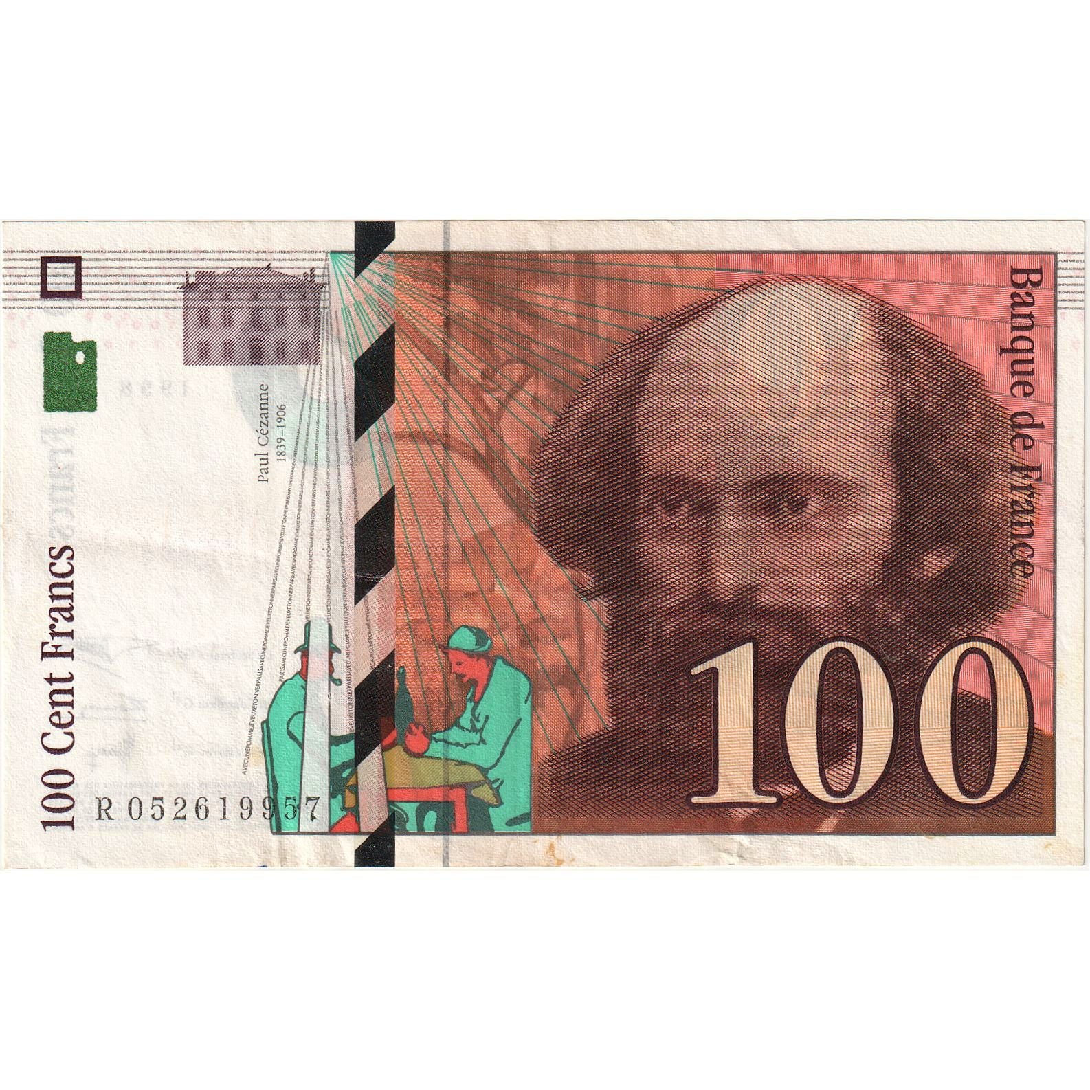 France, 100 Francs, Cézanne, 1998, R052619957, AU(50-53), Fayette:74.2, KM:158a