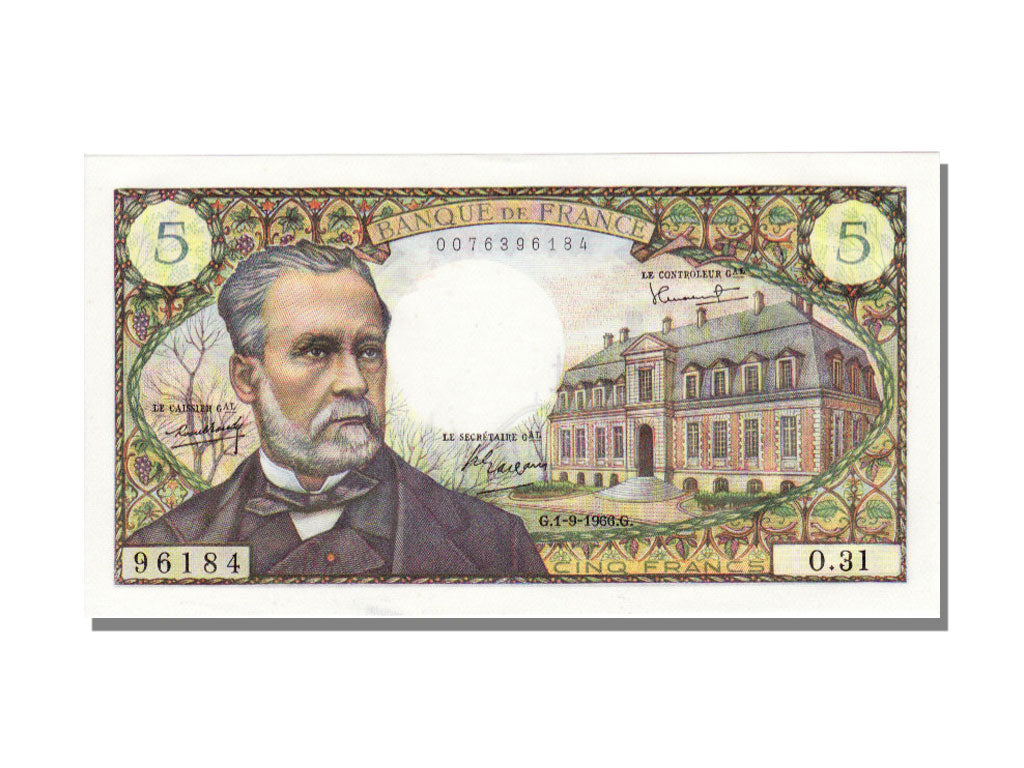 France, 5 Francs, 5 F 1966-1970 ''Pasteur'', 1966, KM #146a, 1966-09-01,...