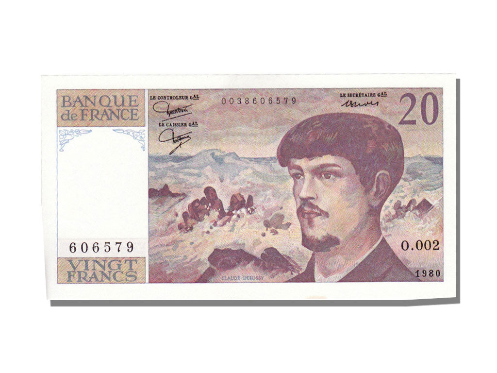 France, 20 Francs, 20 F 1980-1997 ''Debussy'', 1980, KM #151a, UNC(65-70),...