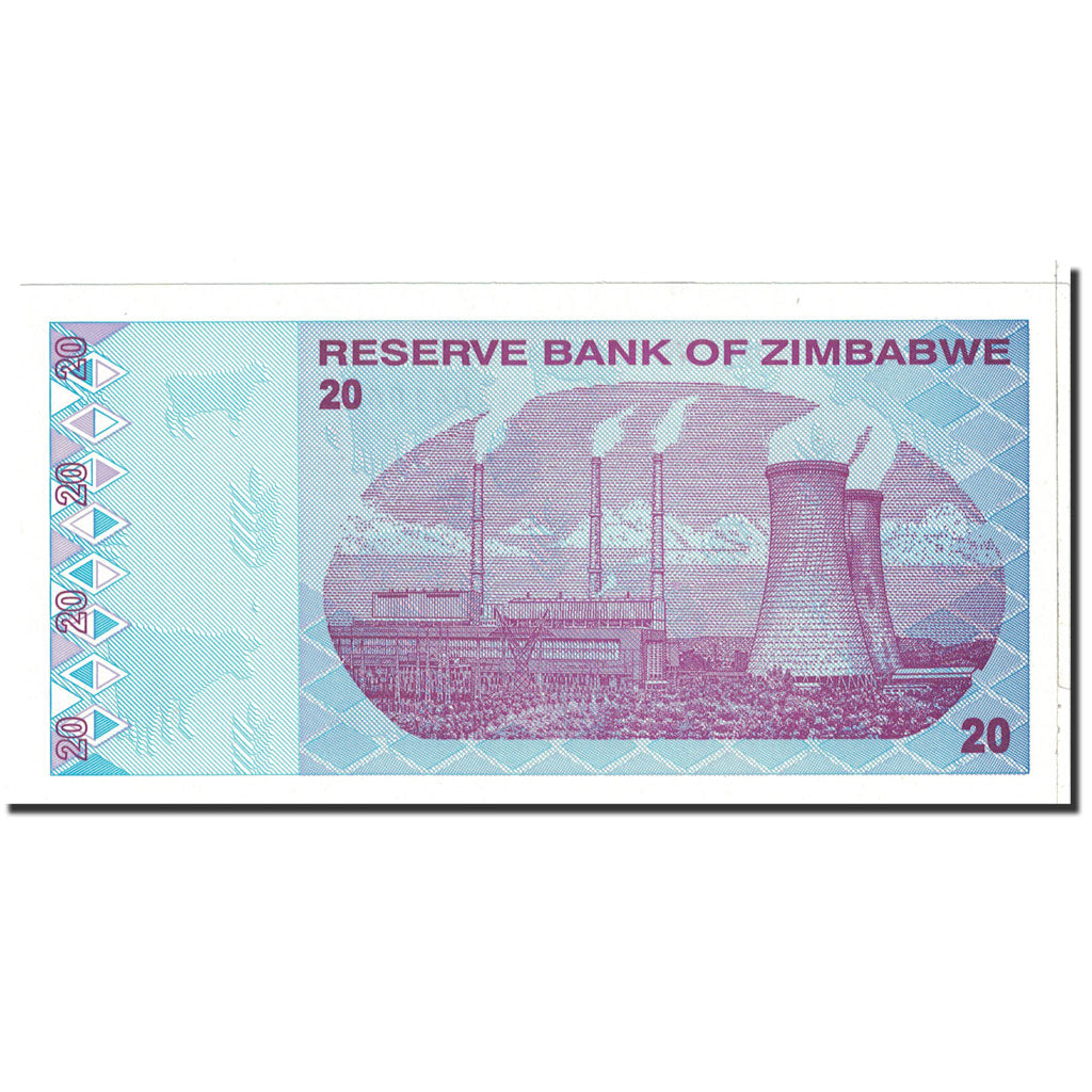 Banconote, Zimbabwe, 20 Dollars, 2009, KM:95, Undated, FDS