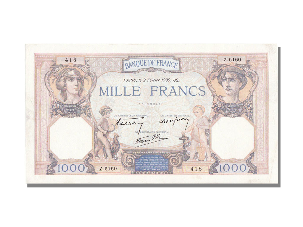 France, 500 Francs, 1 000 F 1927-1940 ''Cérès et Mercure'', 1939, KM #88c, 1...