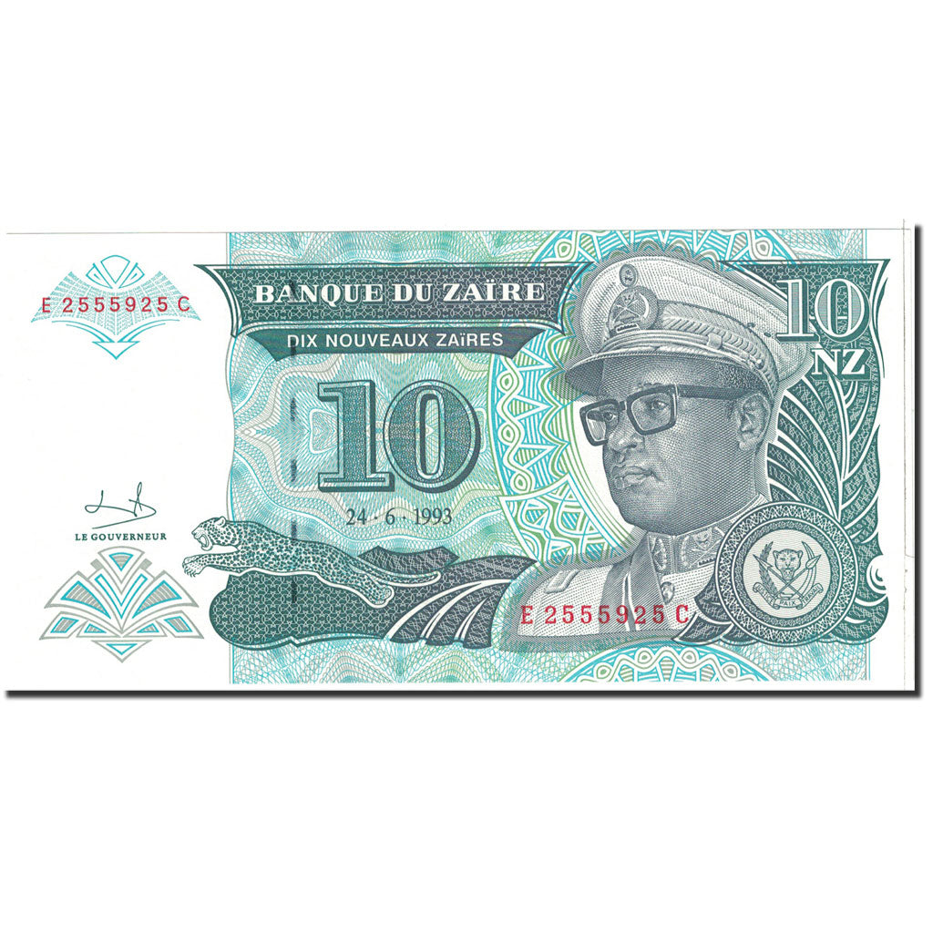 Banknote, Zaire, 10 Nouveaux Zaïres, 1993, 1993-06-24, KM:54a, UNC(65-70)