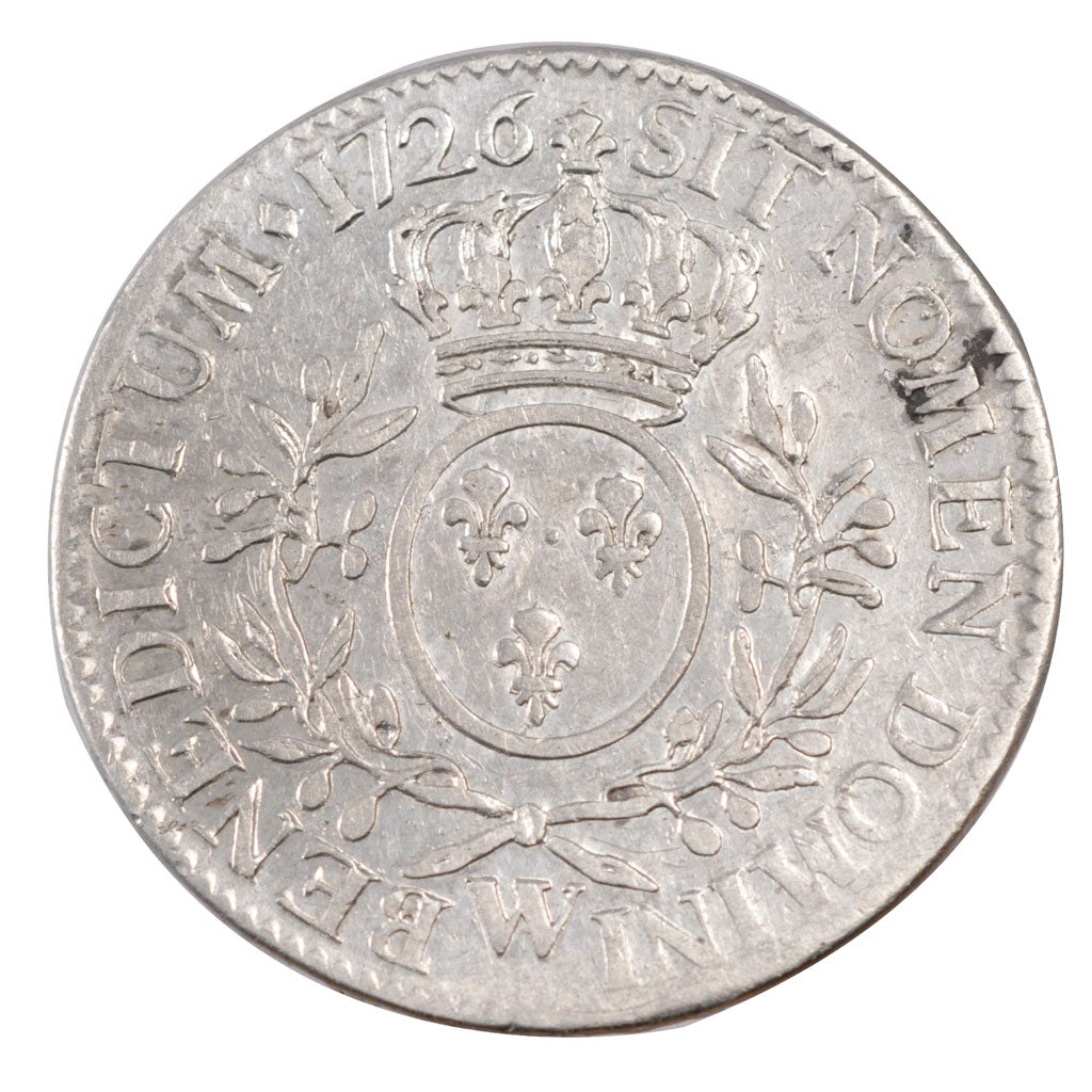 FRANCE, Écu aux branches d'olivier, ECU, 1726, Lille, KM #486.22, EF(40-45), ...