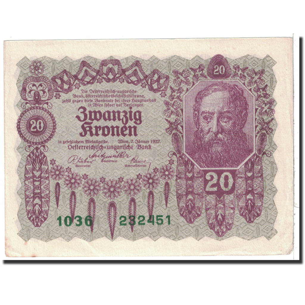 Banknote, Austria, 20 Kronen, 1922, 1922-01-02, KM:76, AU(50-53)