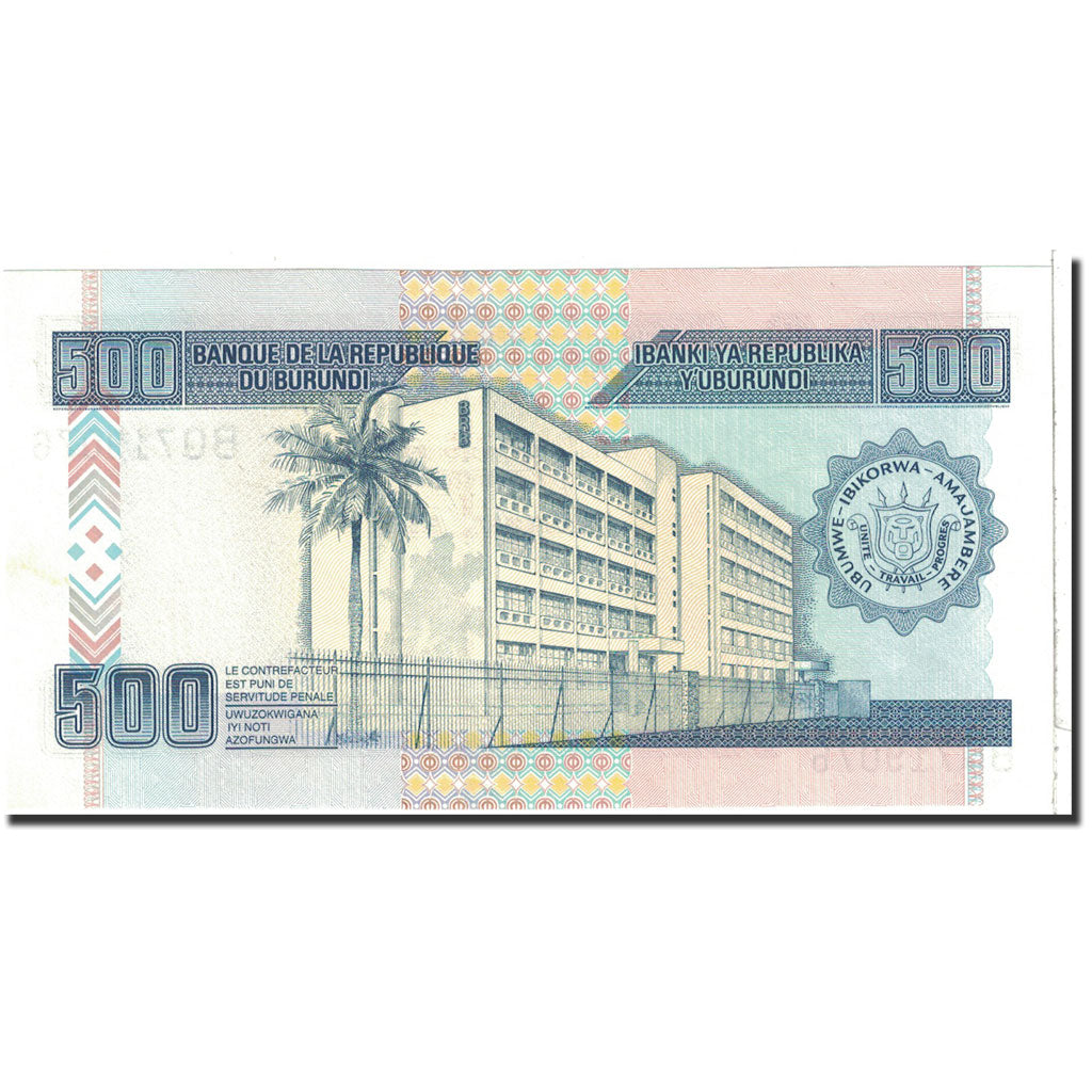 Banknote, Burundi, 500 Francs, 2011, 2011-09-01, KM:45b, UNC(65-70)