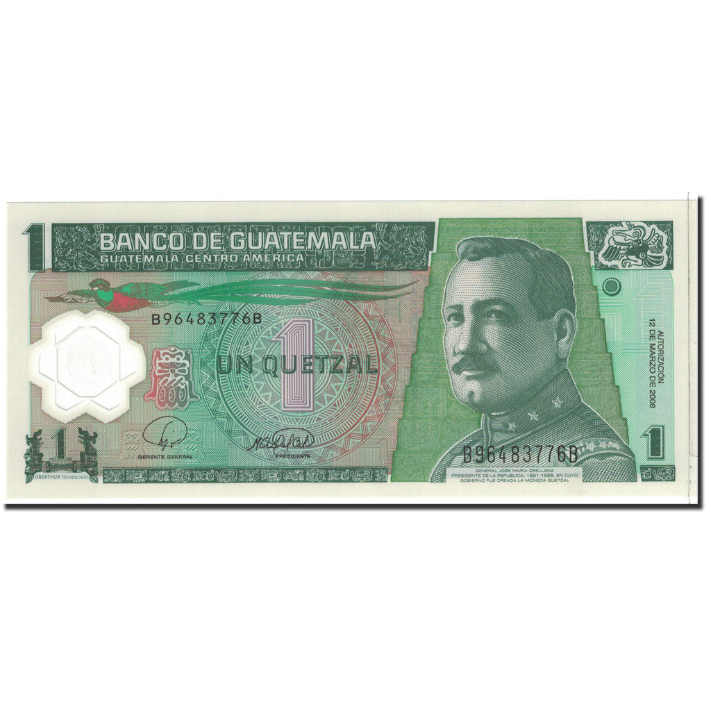 Banknote, Guatemala, 1 Quetzal, 2008, 2008-03-12, KM:115, UNC(65-70)